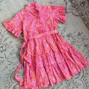 Mille Tiered High Neck Mini Dress - Tropical Hot Pink Sz XS